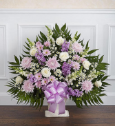 Lavender and white floor basket Sympathy Arrangements