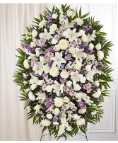 Lavender And White Funeral Standing Spray 