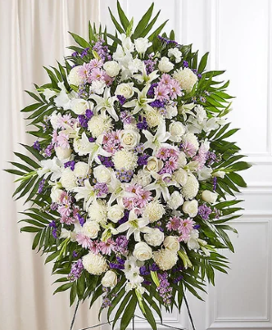 Lavender And White Funeral Standing Spray  Funaral Spray