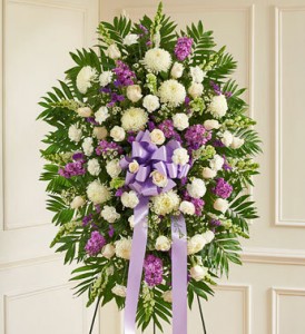 Lavender and White Sympathy Standing Spray EF54