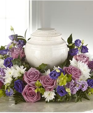 Shades of Purple and White Urn Wreath Premium