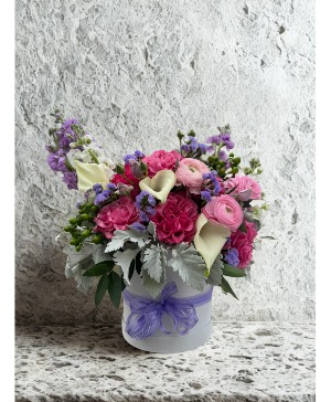 Lavender Devotion - Limited Availability Valentine's Day Hat Box Arrangement