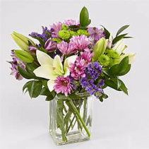 Lavender Fields Mixed Flower Bouquet with Vase 