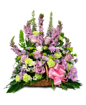 Lavender Funeral Basket Arrangement 