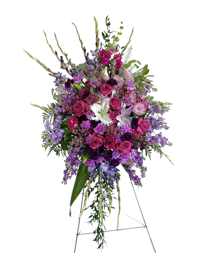 Lavender Grace Standing Spray Funeral, Sympathy