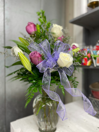 Lavender petals Fresh cuts in glass vase