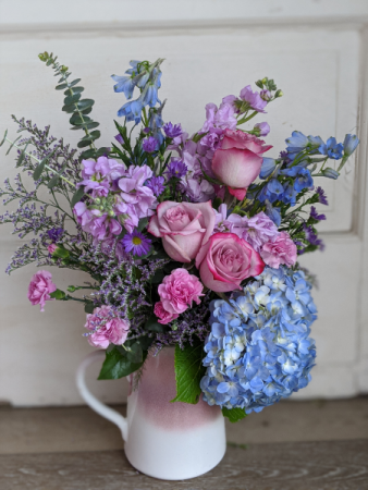 Lavender Pitcher Fresh Arrangement
