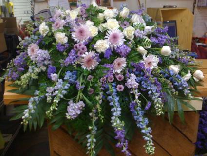 Lavender Remembrance Casket Spray  Funeral Flowers