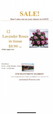LAVENDER ROSE SPECIAL CASH AND CARRY!