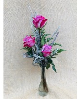 Lavender Rose Trio Bud Vase Arrangement