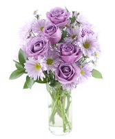 Lavender Roses and Daisies Fresh Vase Arrangement
