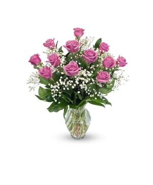 LAVENDER ROSES VASE ARRANGEMENT