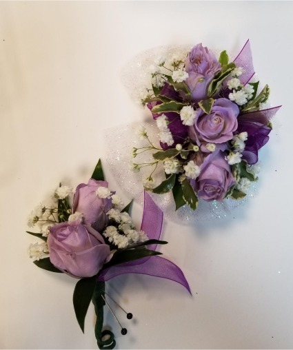 Lavender Spray Roses Corsage and Boutonniere