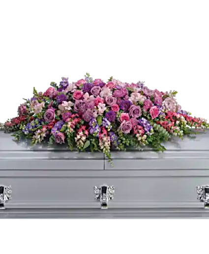 lavender tribute casket spray casket flowers