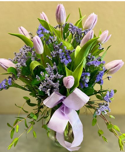 Lavender Tulips arrangement of flowers in Riverside, CA - Willow Branch ...