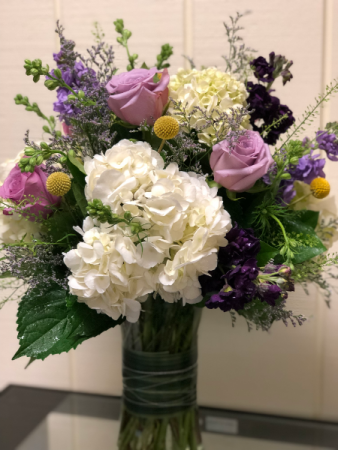 Lovely Lavender Arrangement Tall Vase in Fairfield, CT | Blossoms at Dailey's Flower Shop