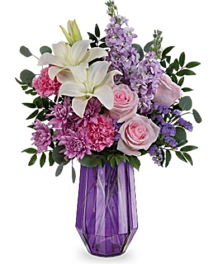 Lavender Whimsy Bouquet Teleflora's geometric Glass Vase