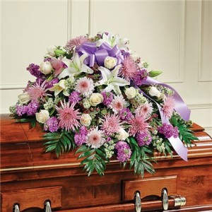 Lavender & White Mixed Half Casket Cover