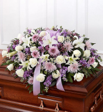 Lavender & White Mixed Casket Spray 