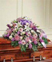 Lavender & White Mixed Half Casket Cover Funeral