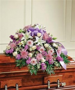 Lavender & White Mixed Half Casket Cover Funeral