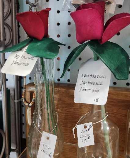 Leather Flower in Vase gift