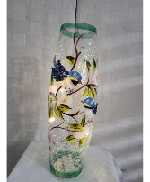 LED 3D GLASS VASE WITH BLUE JAYS 