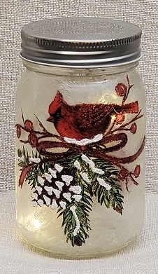 LED Cardinal Mason Jar Gift Items