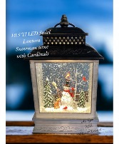 LED Forest scene with snowman Lantern  Gift