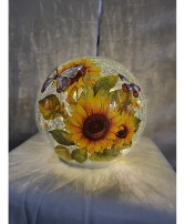 LED GLASS SUNFLOWER AND BUTTERFLY ORB 