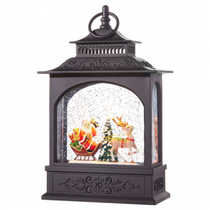 LED Lit Santa Snow Lantern