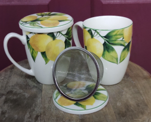 Lemon Tree teacup Loose tea strainer and mug