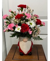 Let Me Be Your Gnomeo Ceramic Container with Fresh Flowers