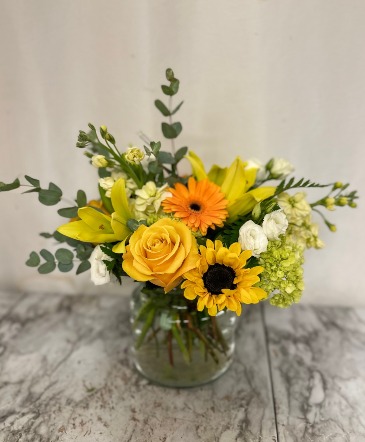 Let the Sunshine In Vase of all yellow flowers in Winter Park, FL | APPLEBLOSSOM FLORIST & GIFTS