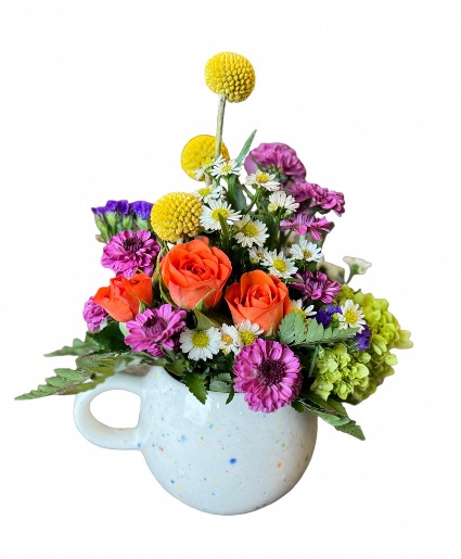 Let’s Celebrate Fresh Flowers in Confetti Mug