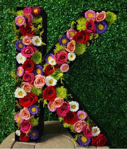 Letter Artifical floral arrangement  