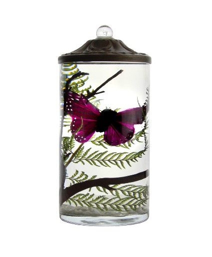 Lifetime Candle - Purple Butterfly Cylinder 