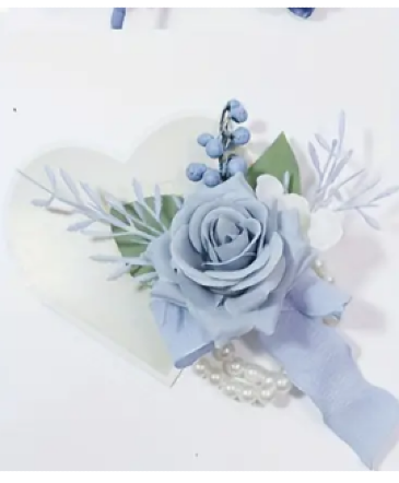 Light Blue Rose Corsage Bracelet in Newmarket, ON | FLOWERS 'N THINGS FLOWER & GIFT SHOP