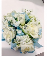 Light blue, white and silver 
