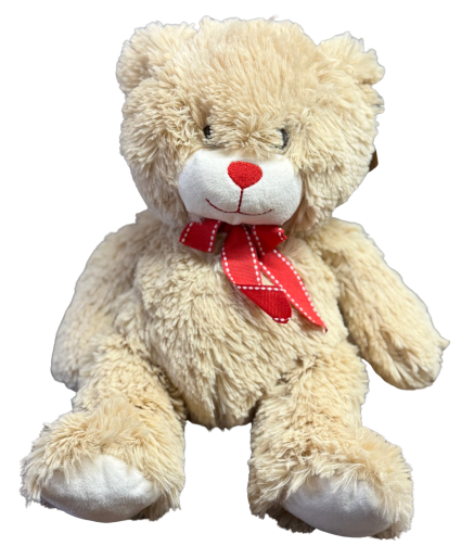 Light Brown Bear With Red Bow Plush