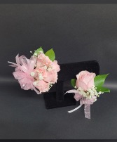 Light pink corsage and boutonniere set  Prom