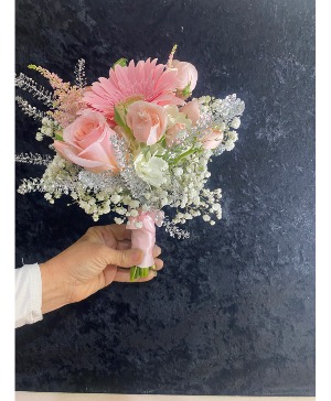 Light Pink Silver and White  Handgeld Bouquet 