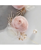 Light Pink Tulle Rose Boutonniere