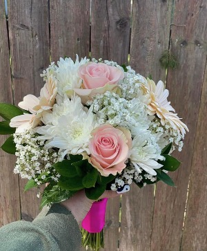 Light pink & white bouquet  Roses- Mums - Gerber