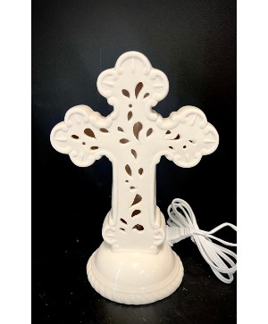 Light Up Ceramic Cross Keepsake