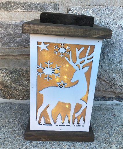 Light up Deer Lantern Wooden Decor