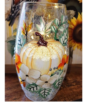 Light Up Fall Vase Cheerful Giver Cracked Glass Vase