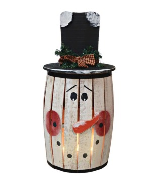 Light Up Snowman Barrel 