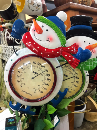 Solar Light Up Snowman Outdoor Thermometer  