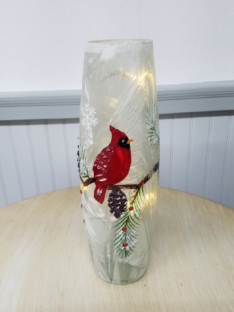 cardinal lighted vase